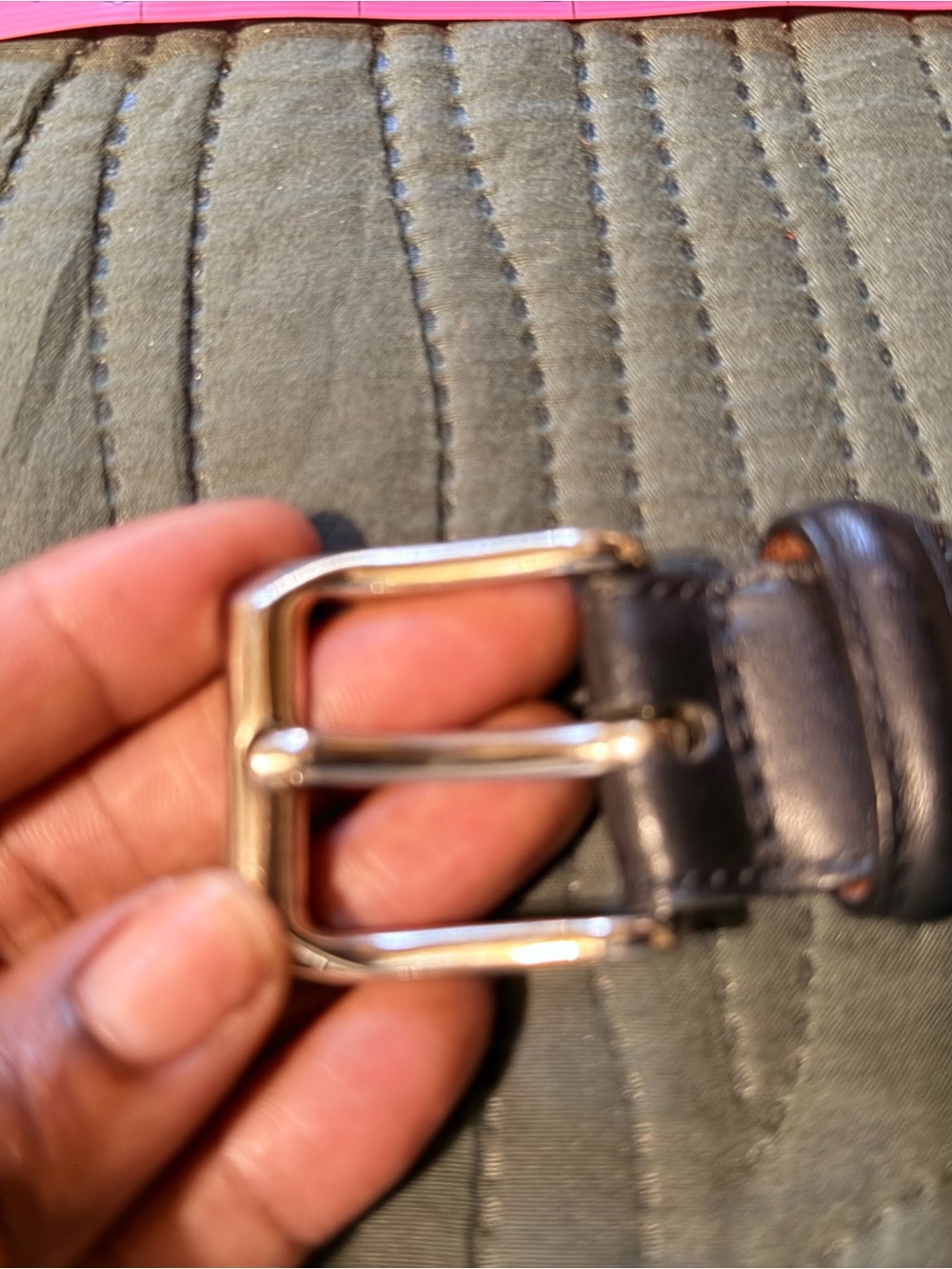 Coach Black Leather Belt with Silver-Tone Buckle